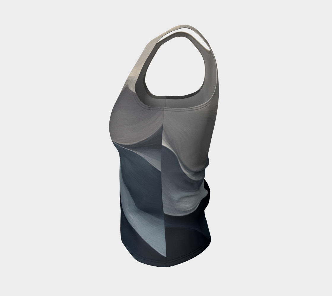 Wave Collection Tank - Long Fit | Luxe Grey Swirl Premium Fitted Top