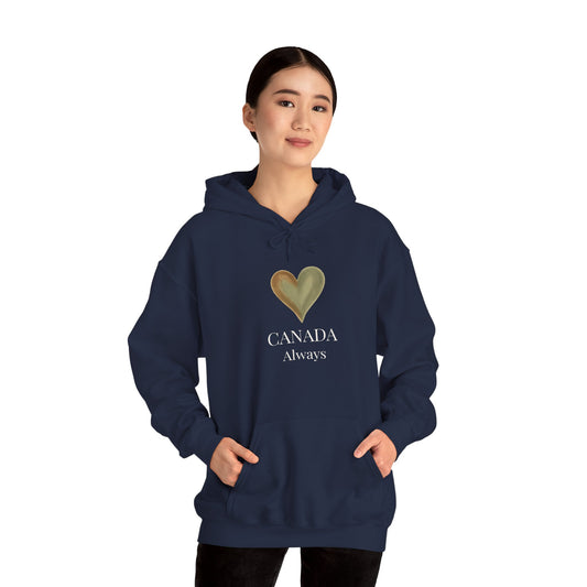 Canada, Always — Sage & Chocolate Heart Hoodie Sweatshirt | Make Love Your Compass®