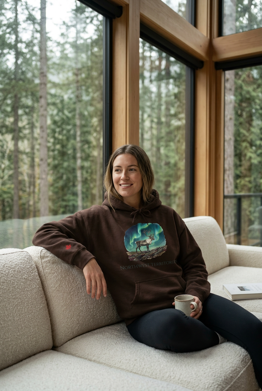 Northwest Territories Aurora Caribou Premium Hoodie