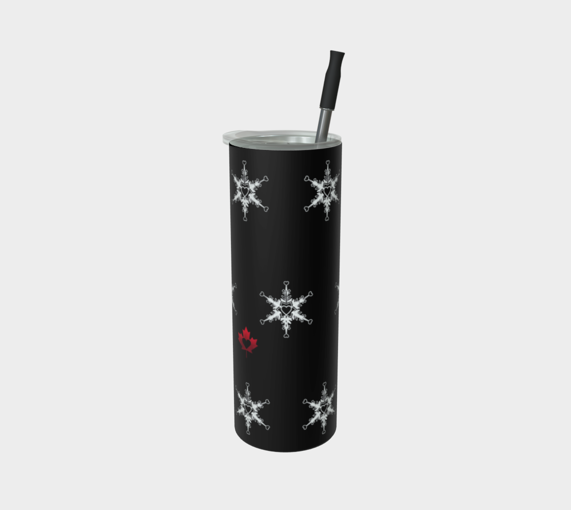 White Heart Snowflake Stainless Steel Tumbler — Winter Theme All-Over Print Art