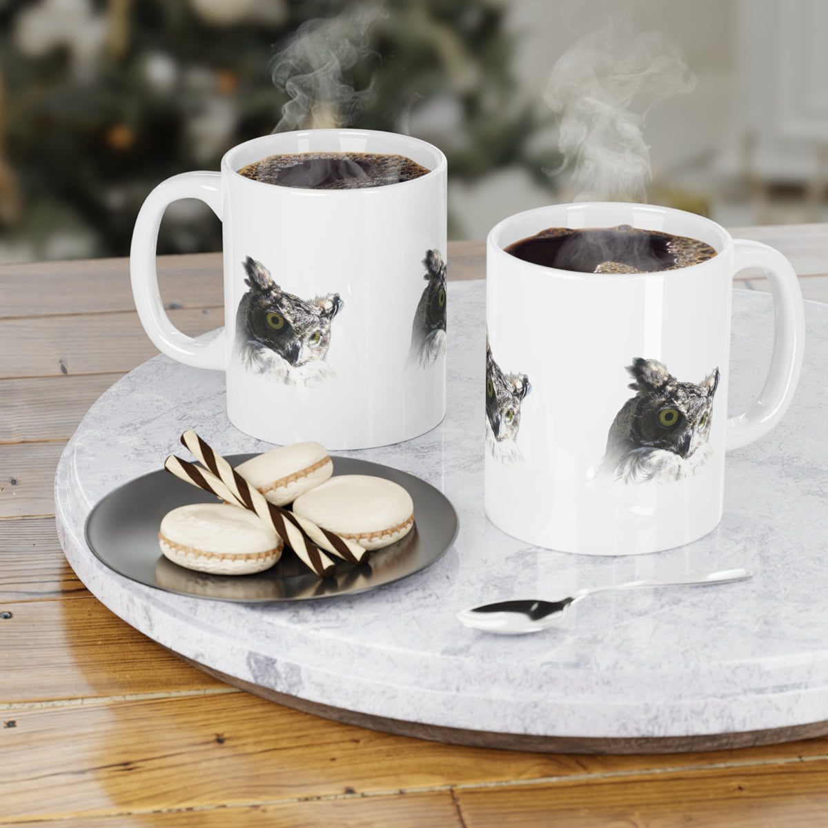 Make Love Your Compass | Great Horned Owl Ceramic Mug - White