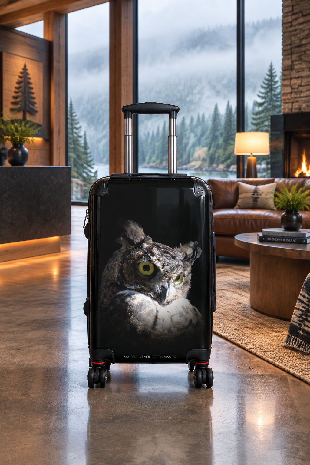 Great Horned Owl Graphic Hardshell Rolling Suitcase