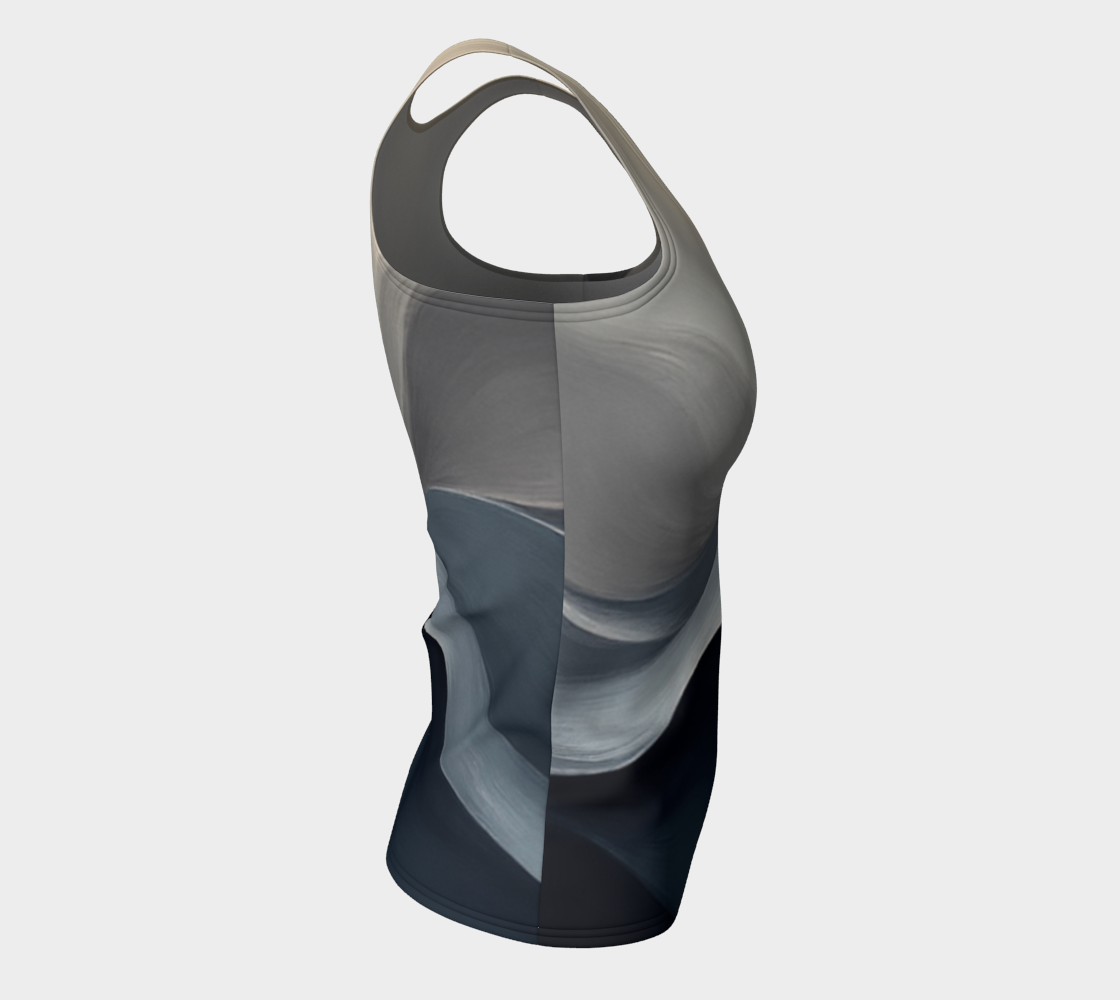 Wave Collection Tank - Long Fit | Luxe Grey Swirl Premium Fitted Top