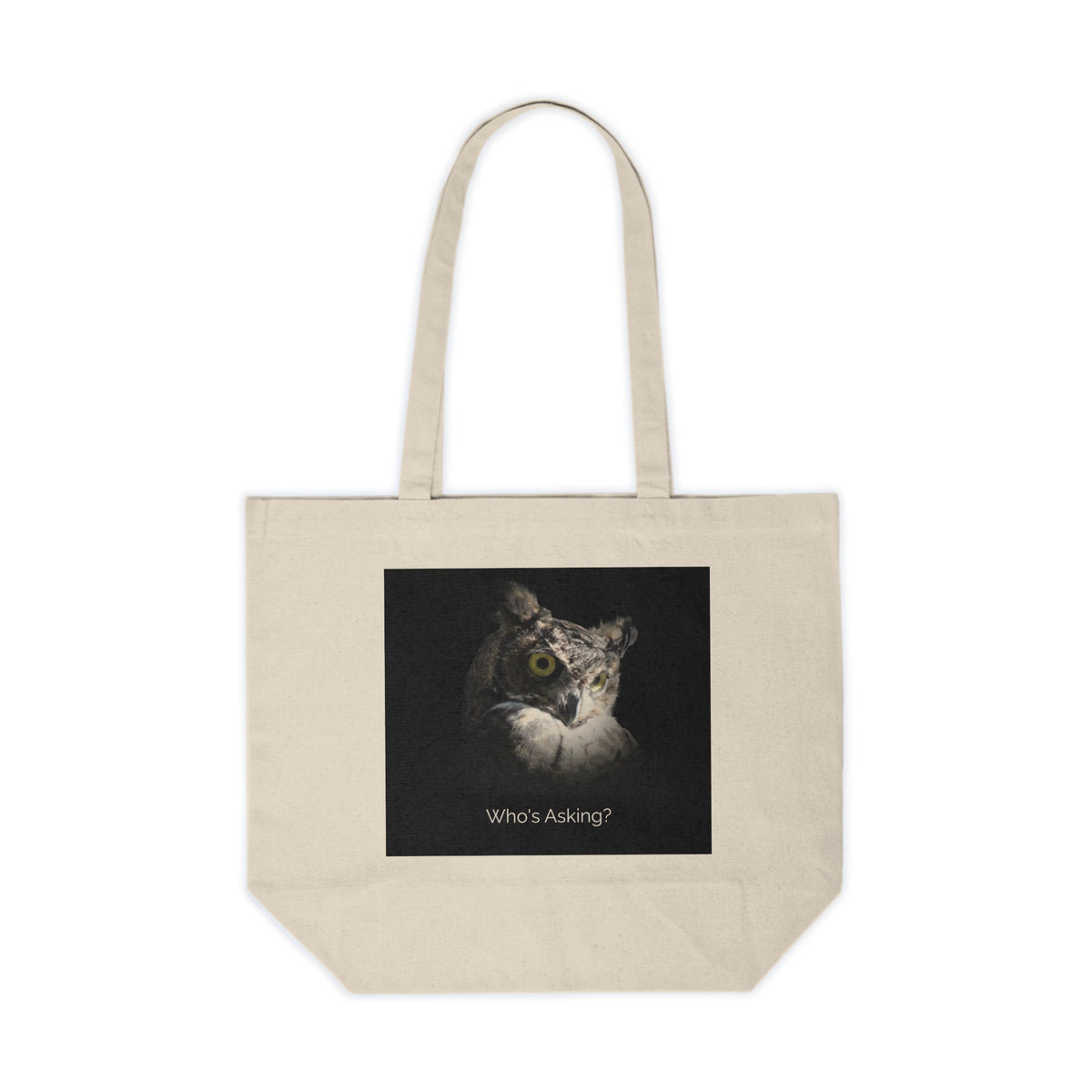 Make Love Your Compass | Great Horned Owl Canvas Shopping Tote - Natural
