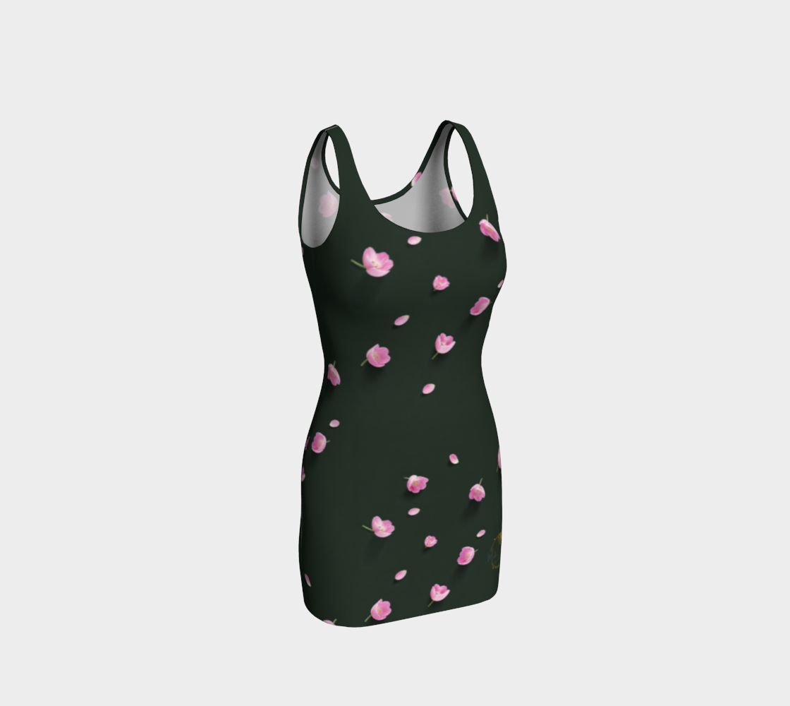 Botanical Bloom Tulip Dress - Deep Forest Green Edition