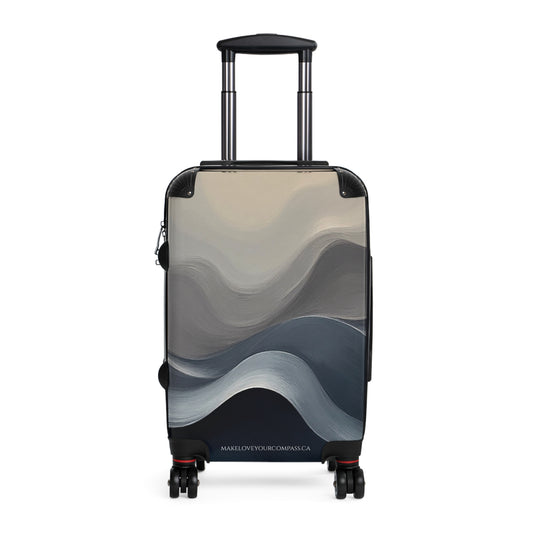 Grey Blue Wave Graphic Hardshell Rolling Suitcase