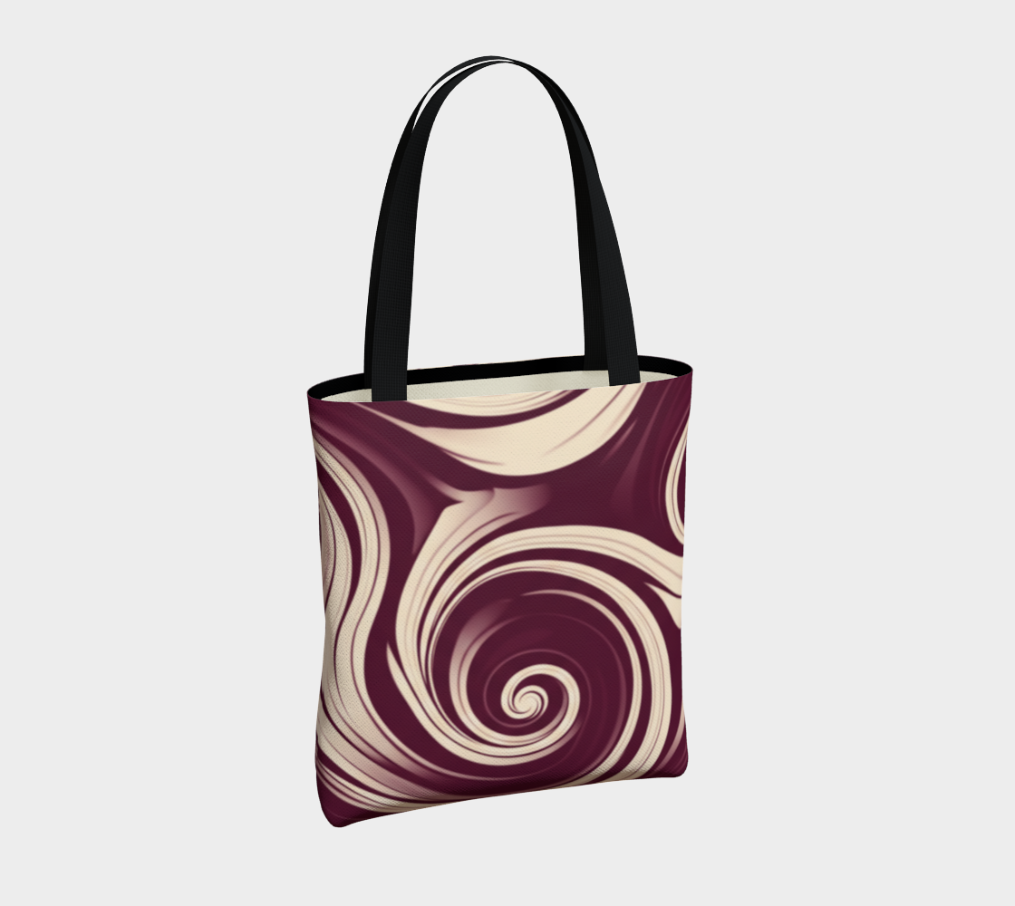 Tote bag with a swirling pattern on a light gray background