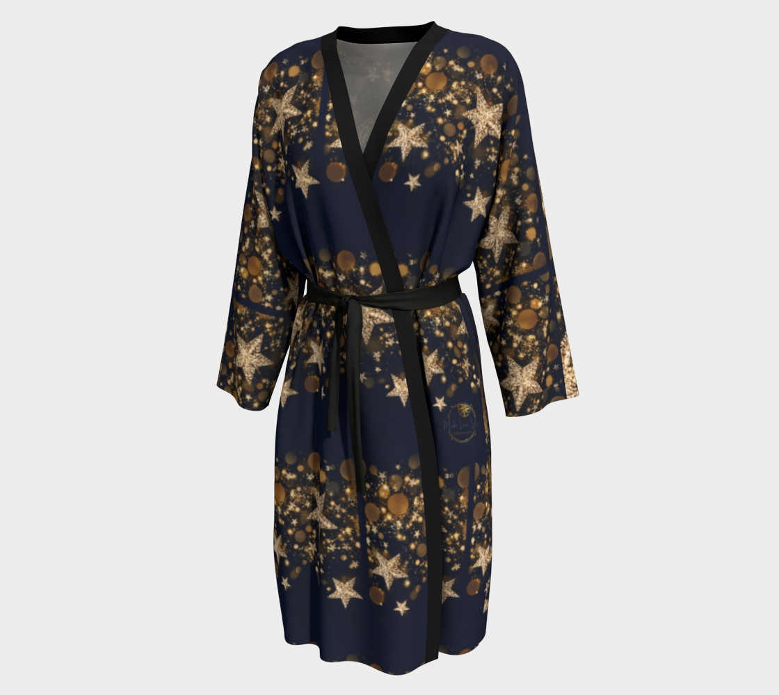 Winter Wonderglow Midnight Blue Luxury Peignoir Robe