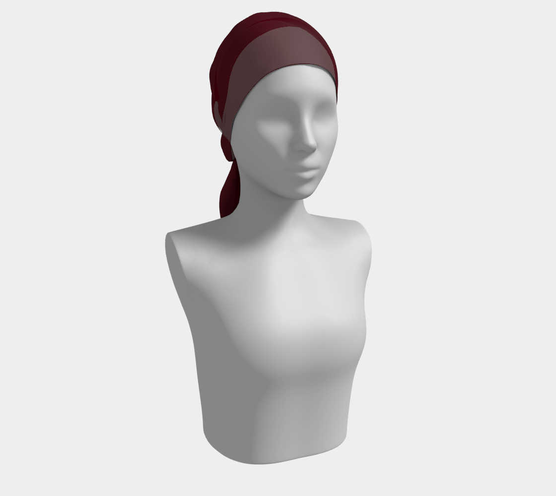 Mannequin head with a burgundy headband on a white background