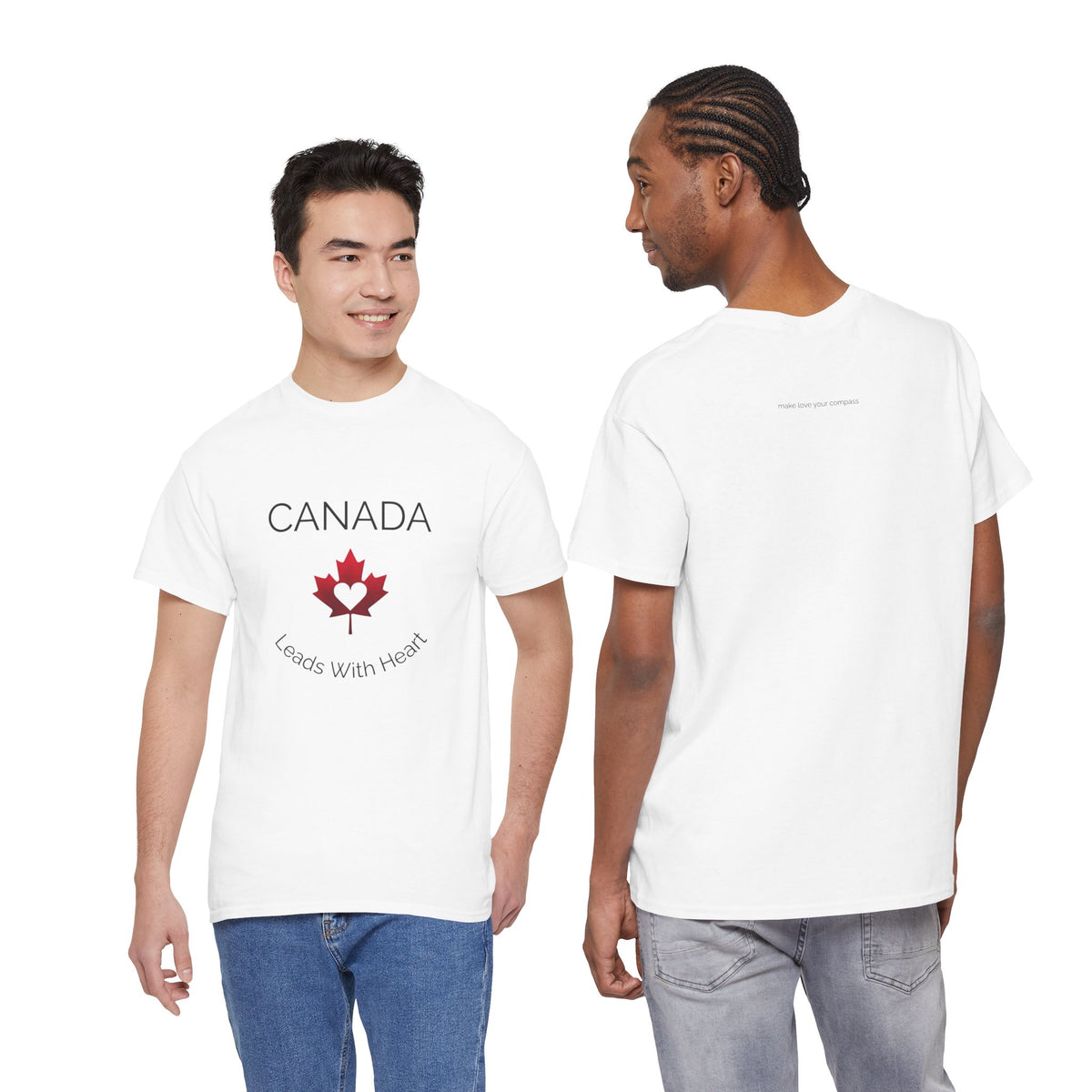 Canada Leads with Heart Graphic Heavy Cotton Unisex Tee
