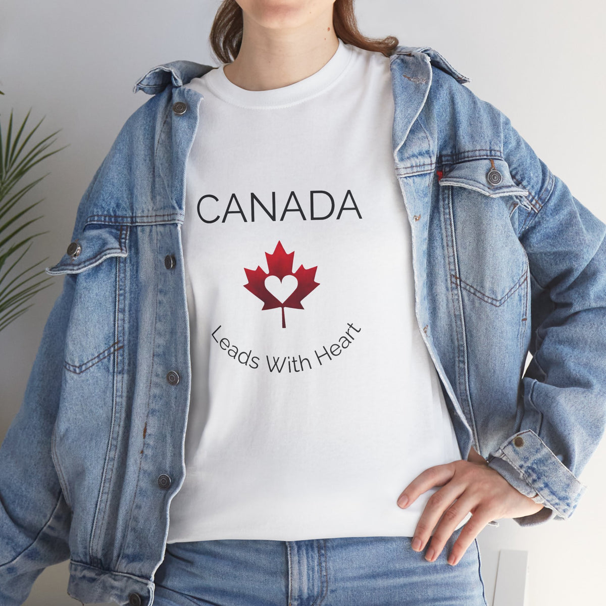 Canada Leads with Heart Graphic Heavy Cotton Unisex Tee