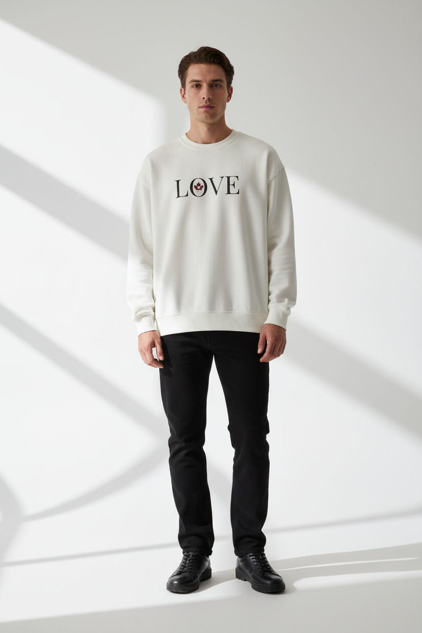 Make Love Your Compass | Unisex Maple Heart LOVE Graphic Sweatshirt