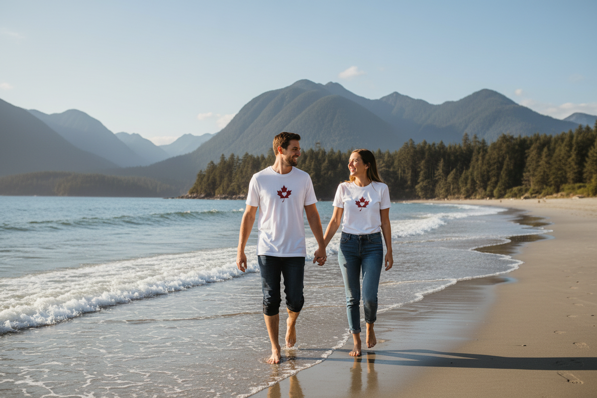 Make Love Your Compass | Unisex Maple Leaf Heart Graphic Tee - White