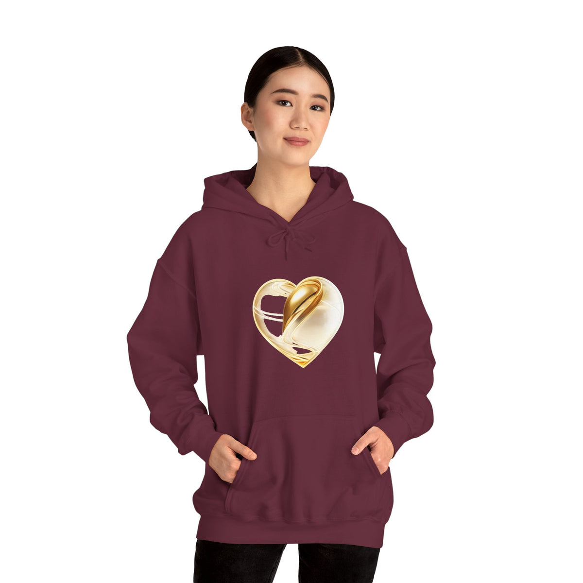 Gold & Glass Heart Graphic Fleece Hoodie