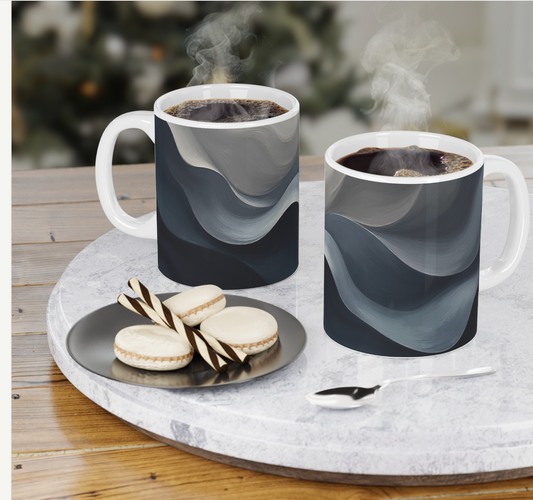 Wave Collection Mug | Luxe Grey Swirl Premium Ceramic - 11oz