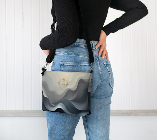 Make Love Your Compass | Wave Collection Grey Swirl Crossbody Bag