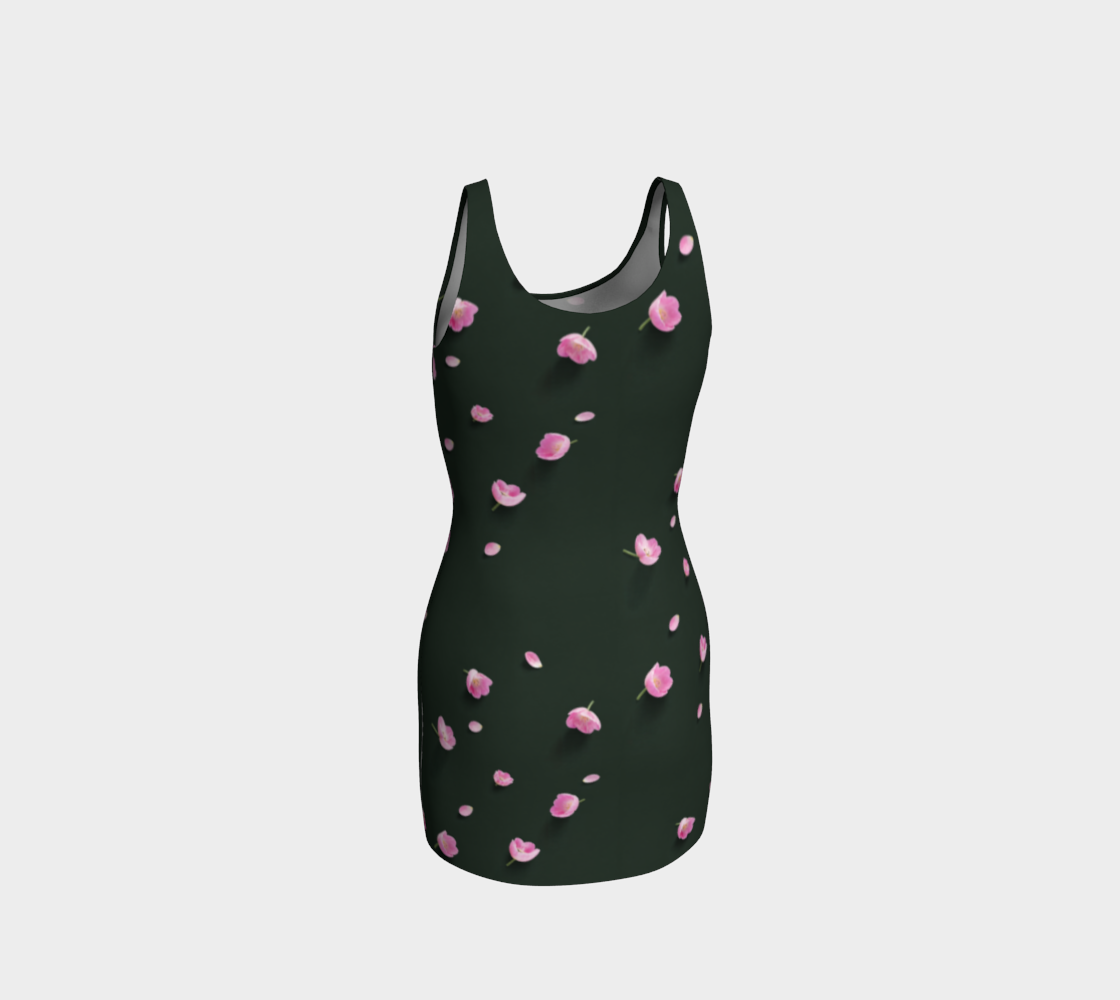 Botanical Bloom Tulip Dress - Deep Forest Green Edition