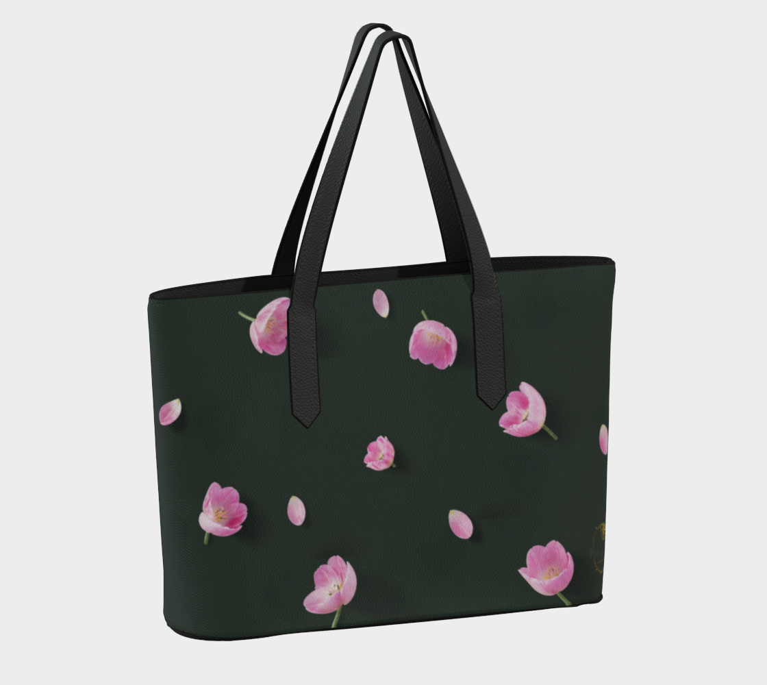 Botanical Bloom Dark Green Vegan Leather Tote Bag