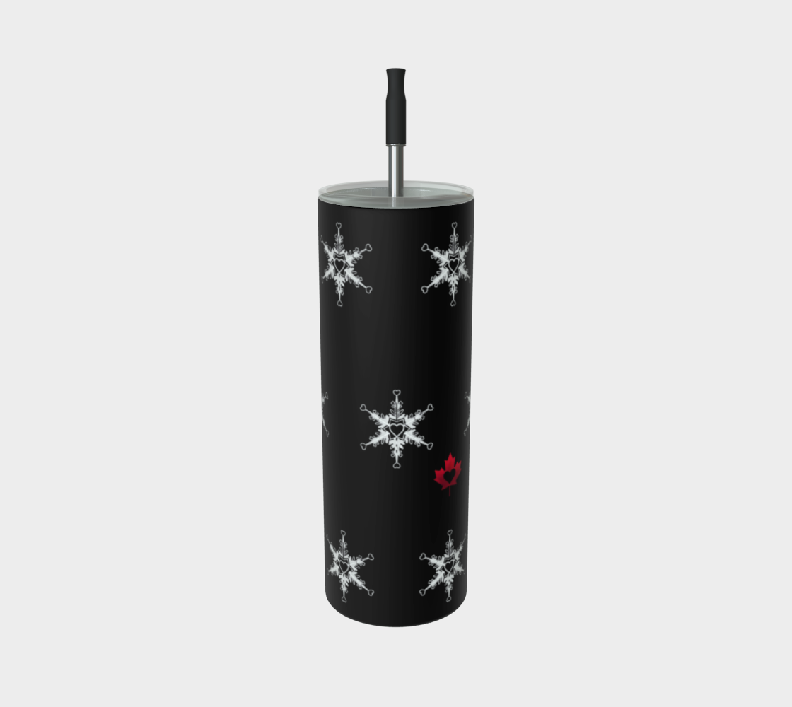 White Heart Snowflake Stainless Steel Tumbler — Winter Theme All-Over Print Art