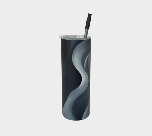 Tumbler with a wavy pattern on a light gray background