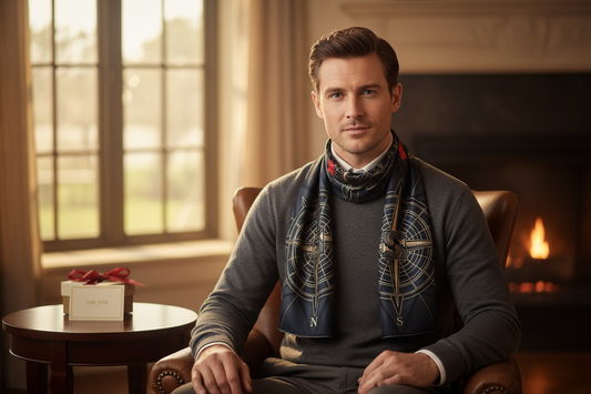 Navigate Love Compass Scarf - Premium Silk Charmeuse 50x50 for Him