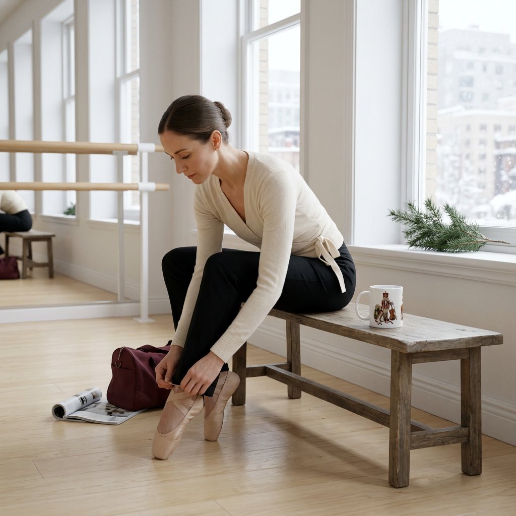 Nutcracker mug during a quiet ballet rehearsal break