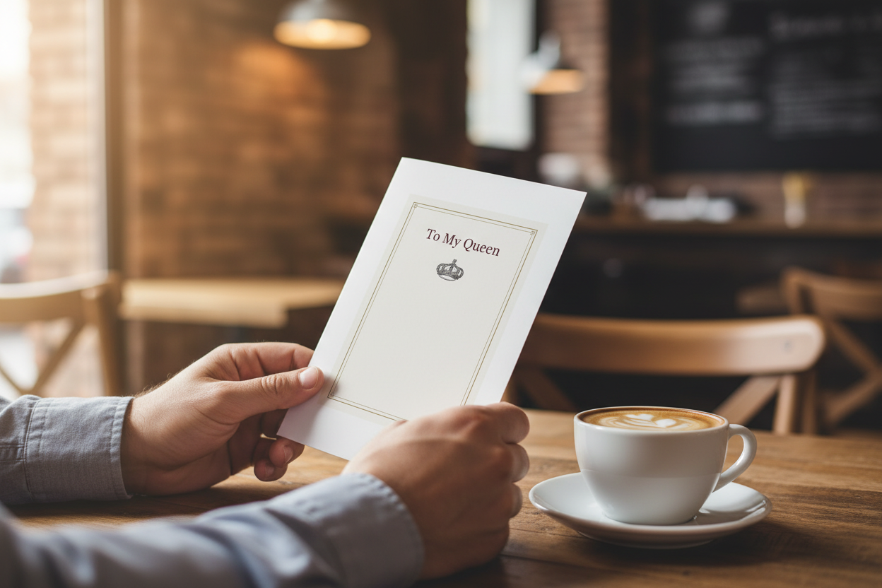 To My Queen Card - Man Giving Card